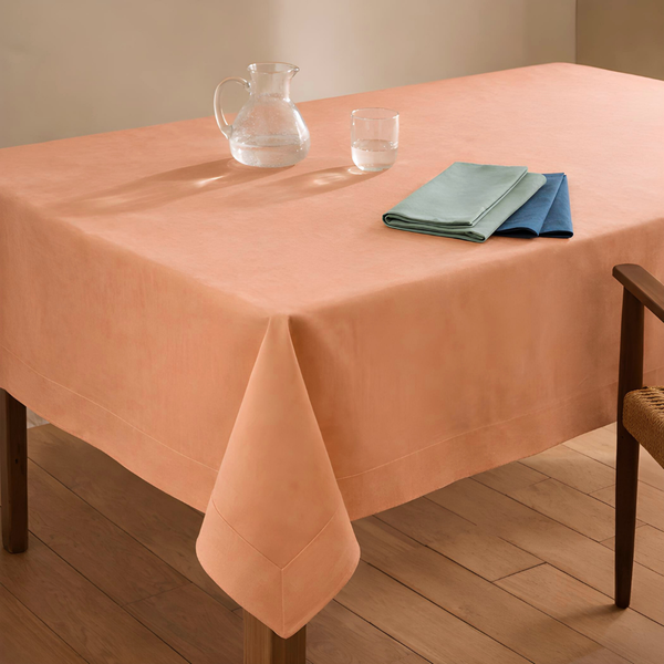 Genoa Woven Linen Stain Resistant Table Cloth White