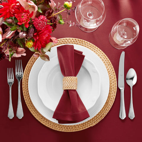 Genoa Woven Linen Stain Resistant Table Cloth Claret Red