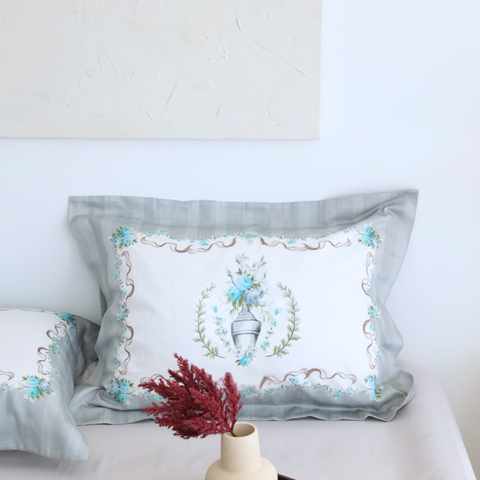 100% Cotton Satin Double Pillow Cover 50x70 cm Blue