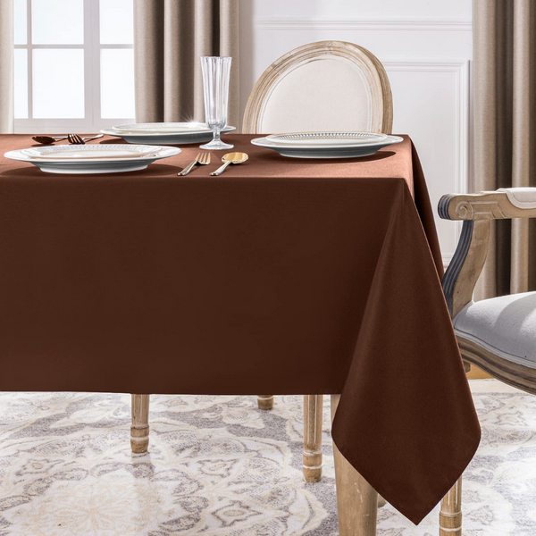 Genoa Woven Linen Stain Resistant Table Cloth Brown