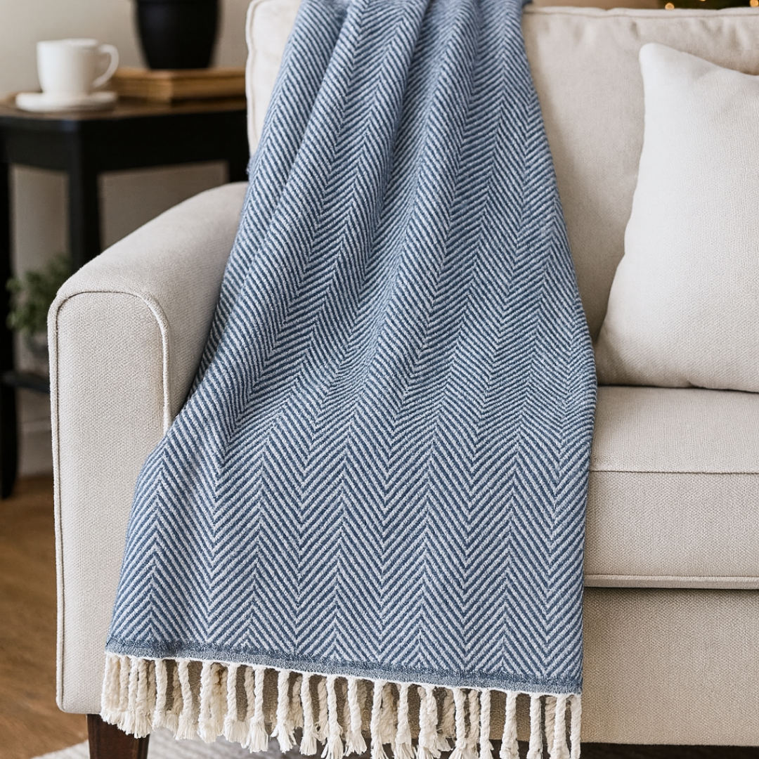 Alba 100% Cotton Throw Blanket 150x220 cm Yellow 