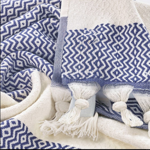 Armona Tasseled Peshkir Face Towel 50x100 cm Blue