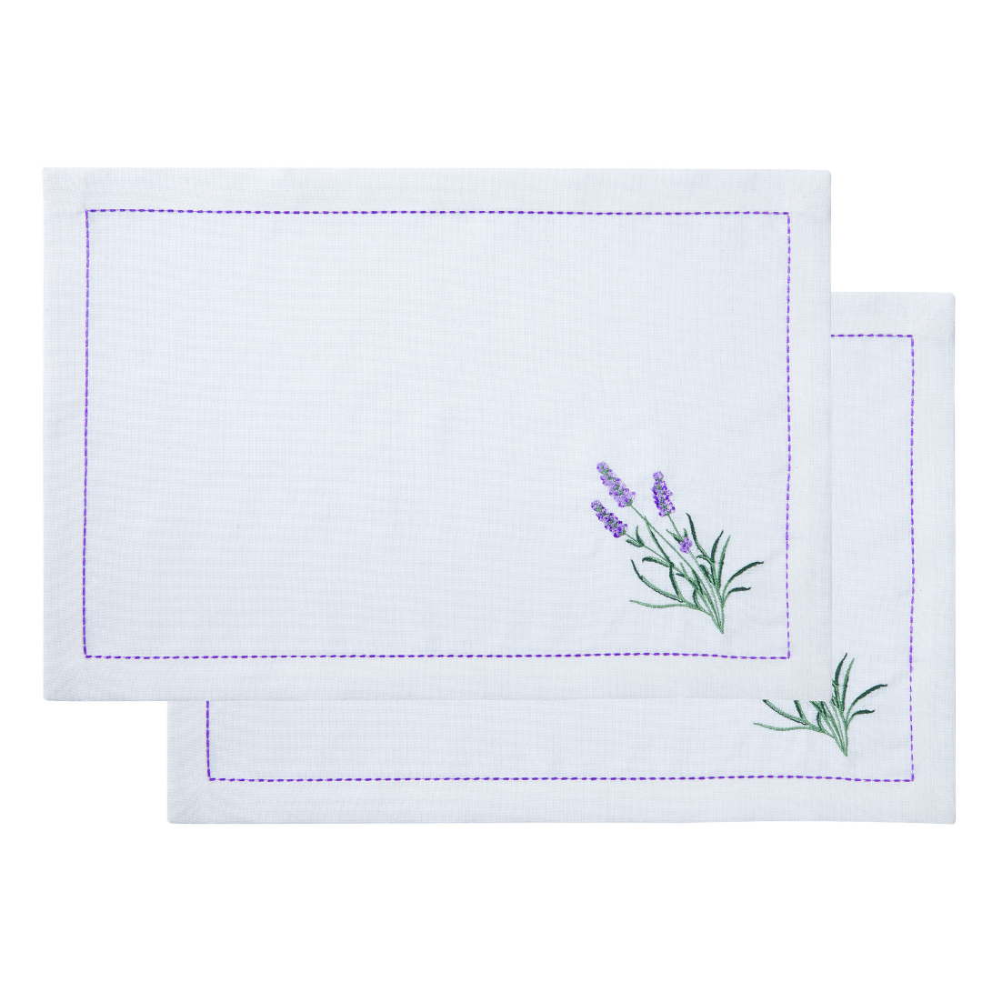 Lavender Nakışlı Leke Tutmaz Keten Amerikan Servisi 30x50 cm (2'li Paket)