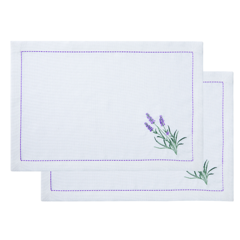 Lavender Nakışlı Leke Tutmaz Keten Amerikan Servisi 30x50 cm (2'li Paket)