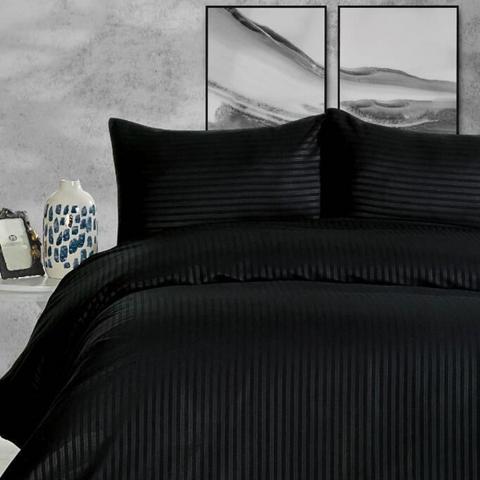 Como Deluxe Cotton Satin Striped Oversized Double Duvet Cover Set Light Pink