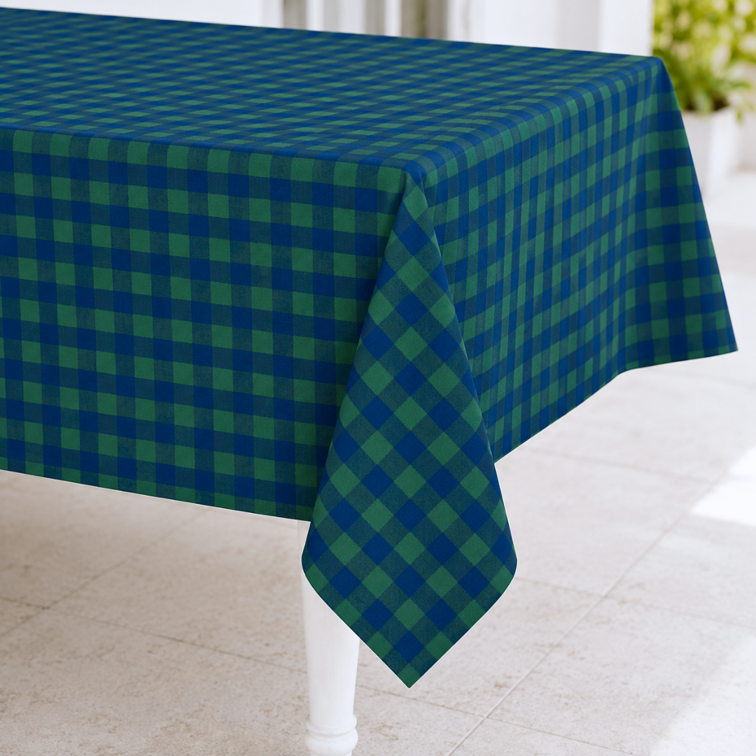Check Woven Linen Stain Resistant Table Cloth Red