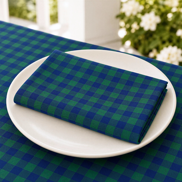 Check Woven Linen Stain Resistant Table Cloth Red