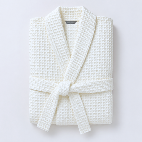 Waffle 100% Cotton Unisex Bathrobe Stone