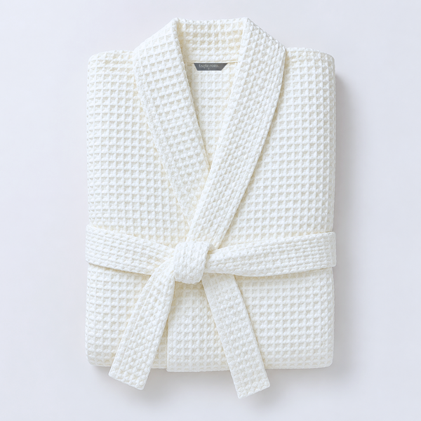 Waffle 100% Cotton Unisex Bathrobe Stone