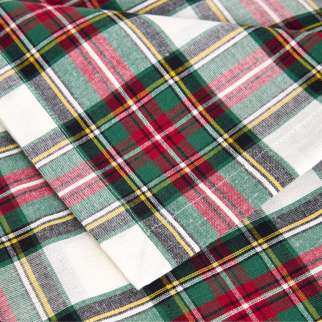 Tartan Plaid Tablecloth White 