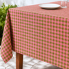 Check Woven Linen Stain Resistant Table Cloth Red