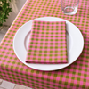 Check Woven Linen Stain Resistant Table Cloth Red