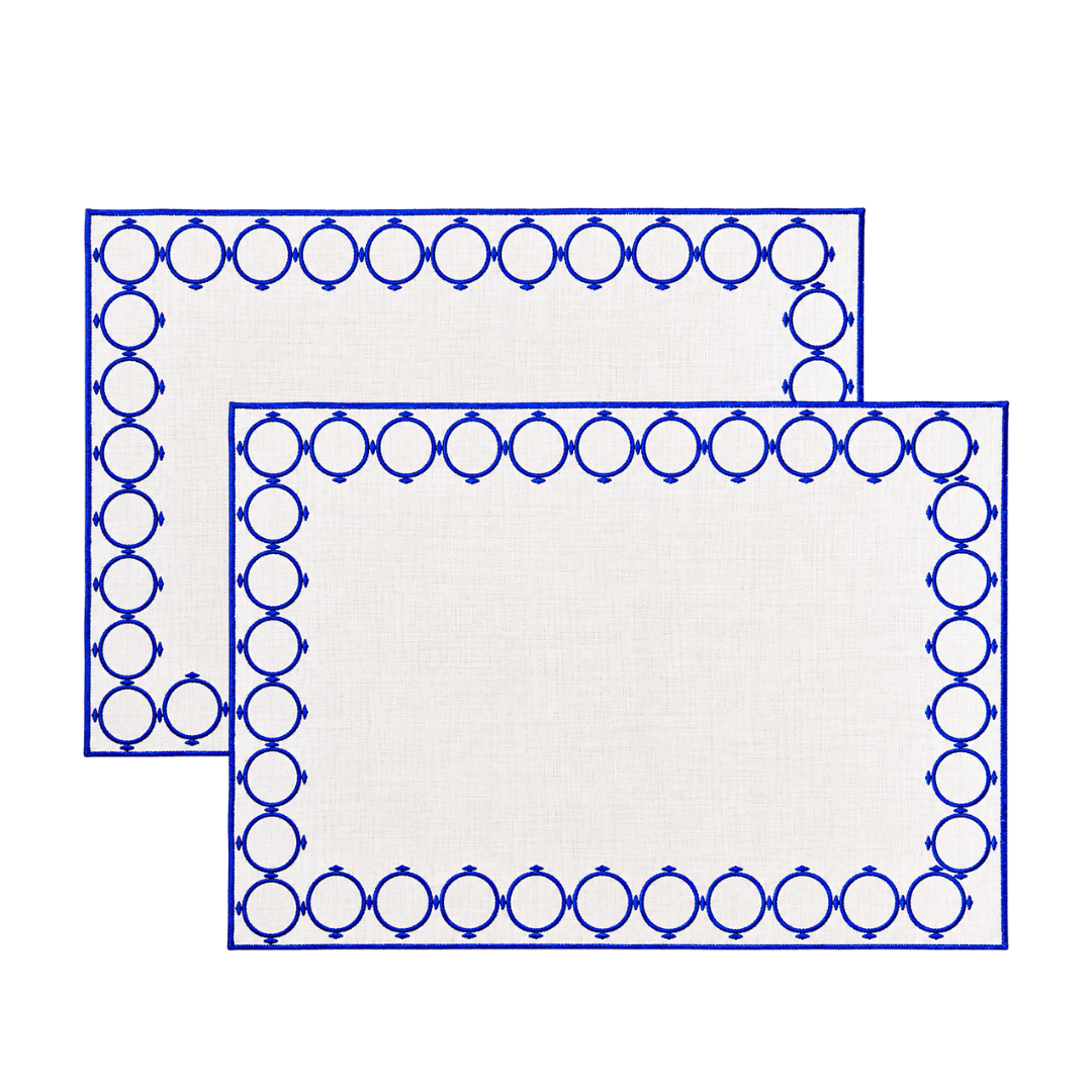 Olympos Nakışlı Leke Tutmaz Amerikan Servisi 30x50 cm Lacivert (2'li Set)