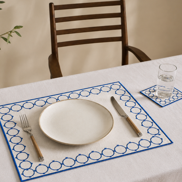 Olympos Nakışlı Leke Tutmaz Amerikan Servisi 30x50 cm Lacivert (2'li Set)
