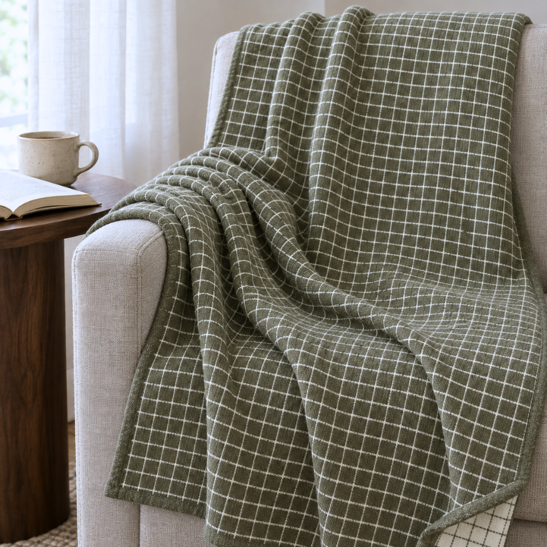 Woolmark Single Single Pure Wool Blanket Green