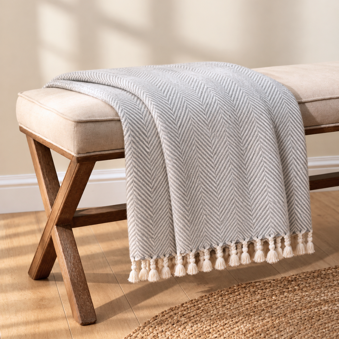 Alba 100% Cotton Throw Blanket 150x220 cm Yellow 