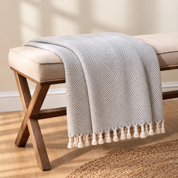 Alba 100% Cotton Throw Blanket 150x220 cm Yellow 
