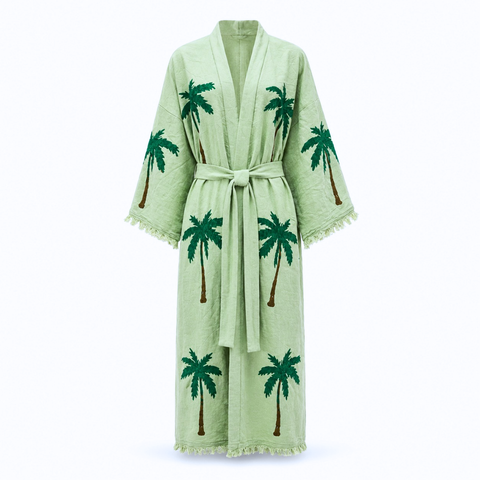 Palm Spring Pamuk Kimono / Sabahlık Yeşil