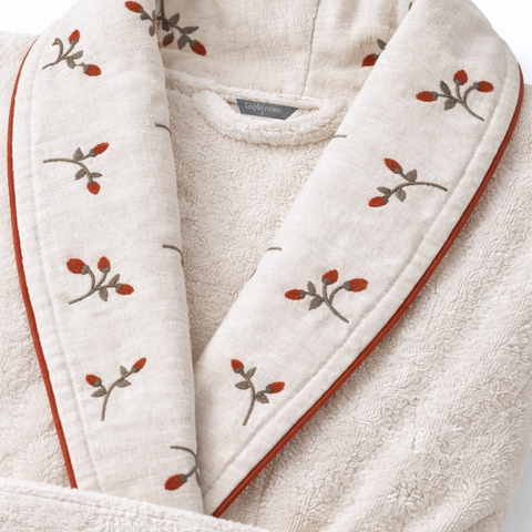 Roseberry Nakışlı Organik Pamuk Kadın Bornoz