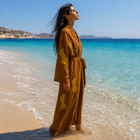 Nomad Pamuk Kimono / Sabahlık Tarçın