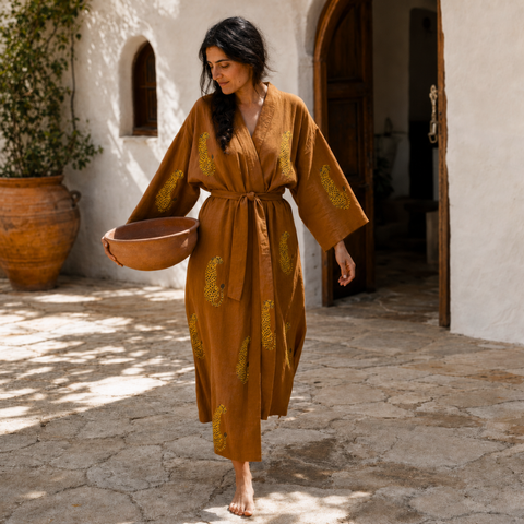 Nomad Pamuk Kimono / Sabahlık Tarçın