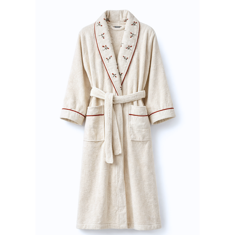 Roseberry Nakışlı Organik Pamuk Kadın Bornoz