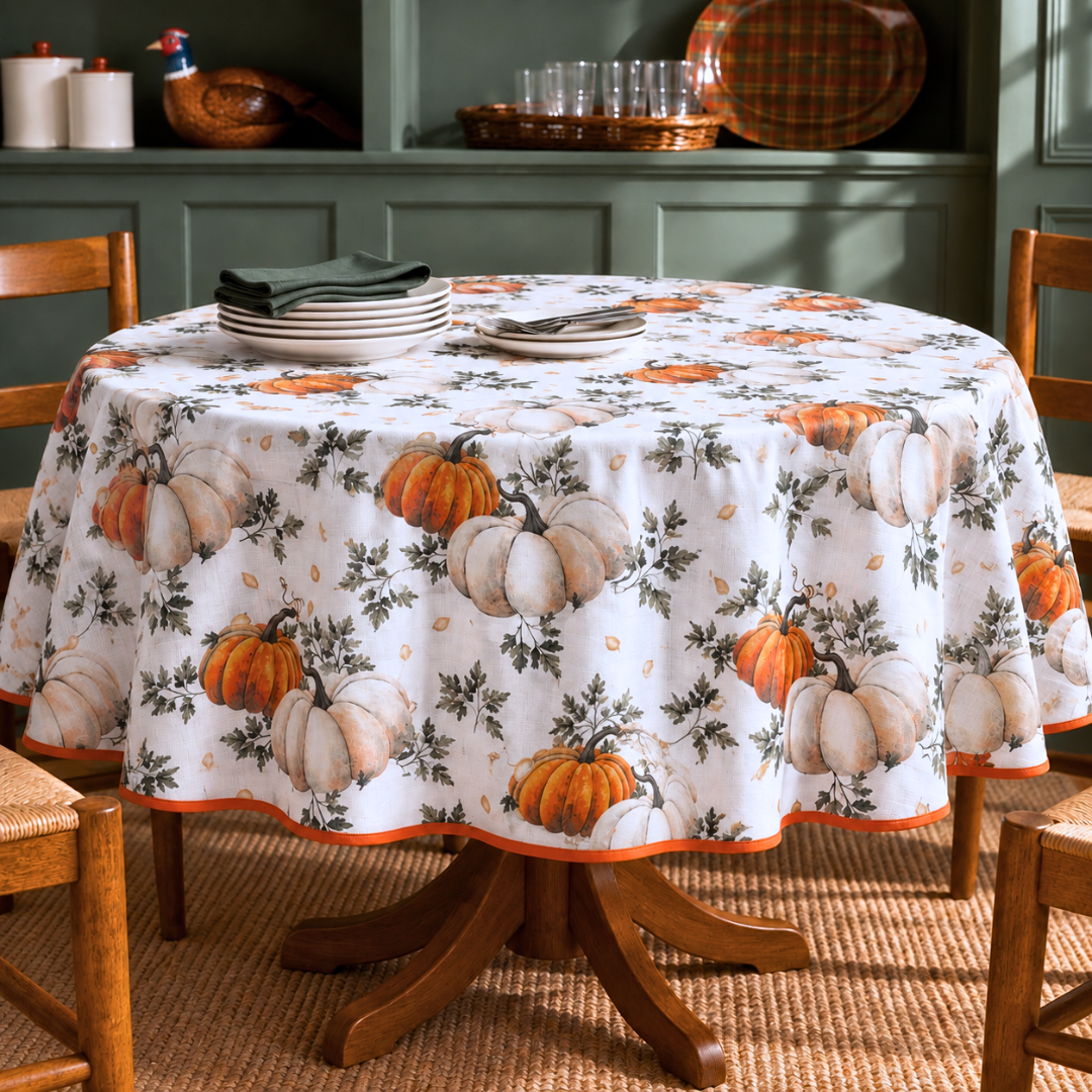 Genoa Woven Linen Stain Resistant Round Table Cloth Red