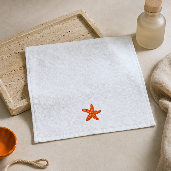 Leaf 100% Cotton Hand Towel 30x30 cm Powder