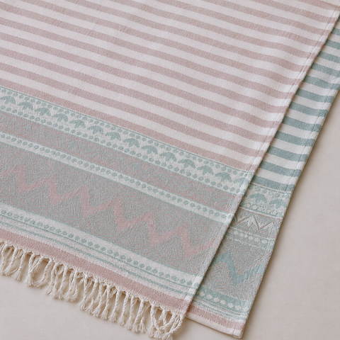 Stripe Throw Cotton Loincloth Smoked-White 100x170 cm
