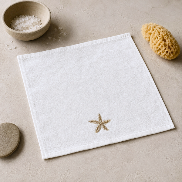 Leaf 100% Cotton Hand Towel 30x30 cm Powder