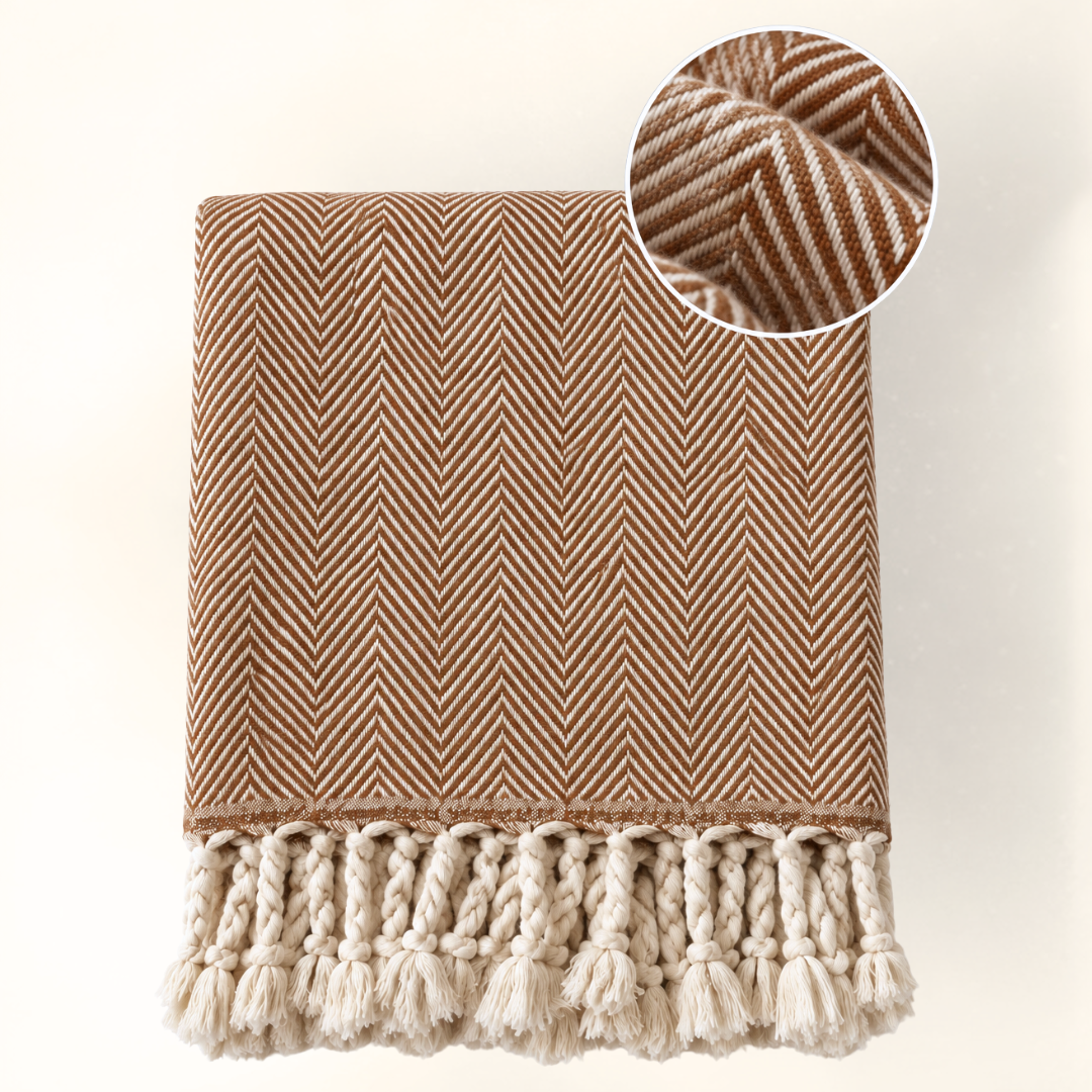 Alba 100% Cotton Throw Blanket 150x220 cm Yellow 
