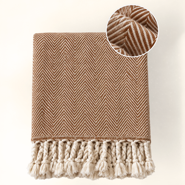 Alba 100% Cotton Throw Blanket 150x220 cm Yellow 