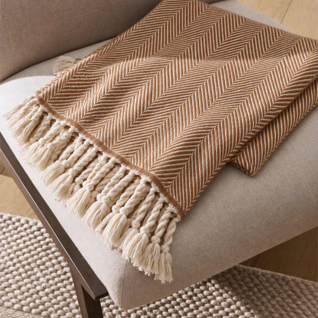 Alba 100% Cotton Throw Blanket 150x220 cm Yellow 