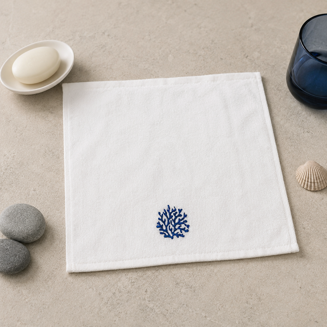 Leaf 100% Cotton Hand Towel 30x30 cm Powder