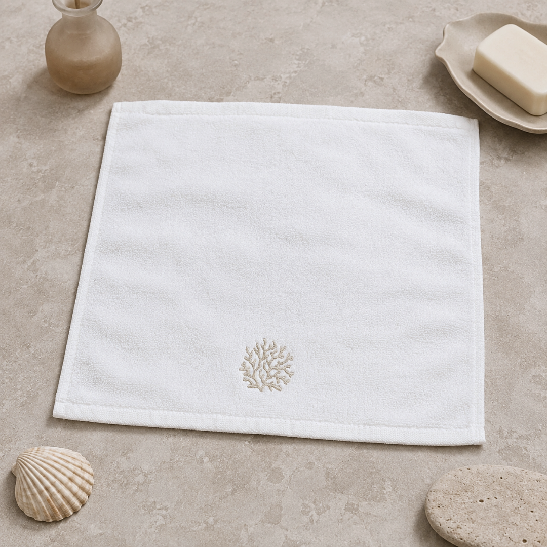 Leaf 100% Cotton Hand Towel 30x30 cm Powder
