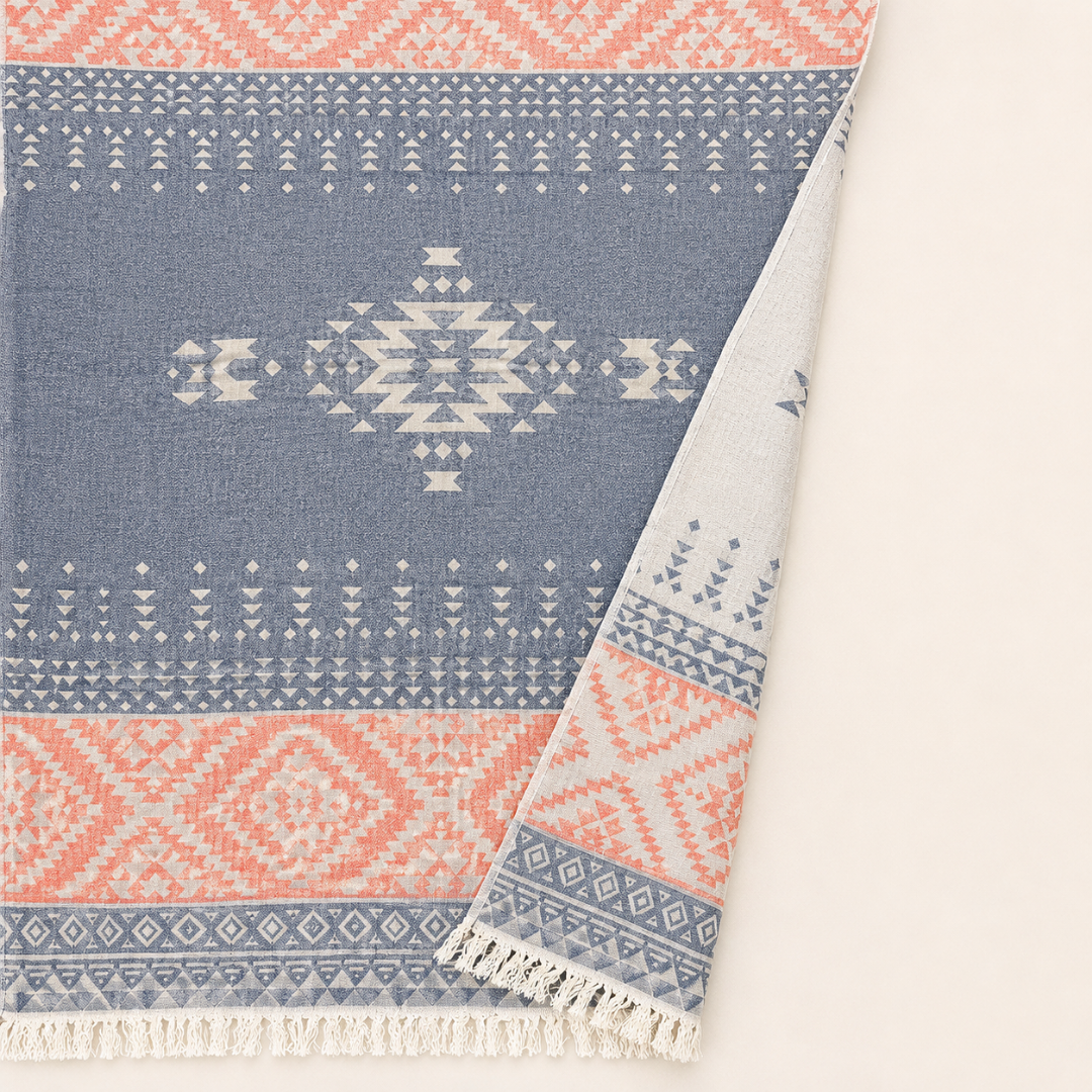 Stripe Throw Cotton Loincloth Smoked-White 100x170 cm