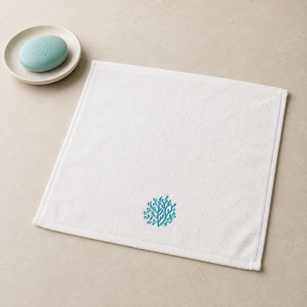 Leaf 100% Cotton Hand Towel 30x30 cm Powder