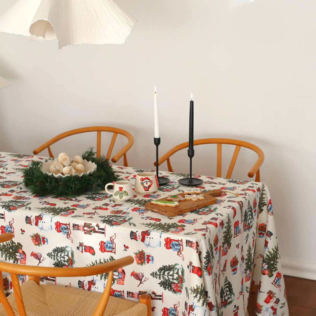 Nutcracker Dokuma Keten Leke Tutmaz Masa Örtüsü Beyaz