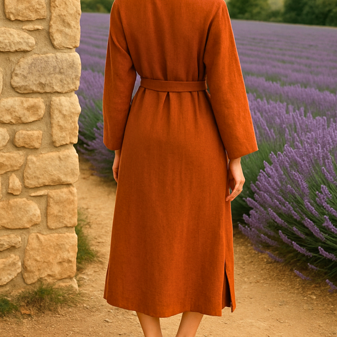 Luz Yıkanmış Keten Kimono Kiremit