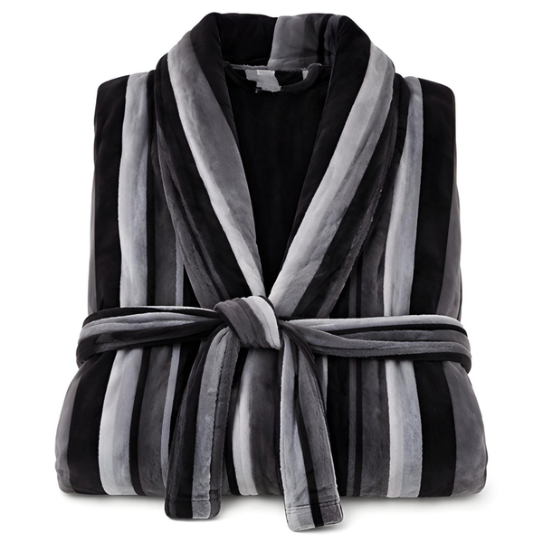 Stripe Premium 100% Cotton Men's Bathrobe Navy