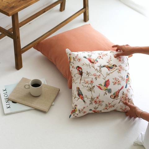 British Birds Pillow Cover 45x45 cm Ecru