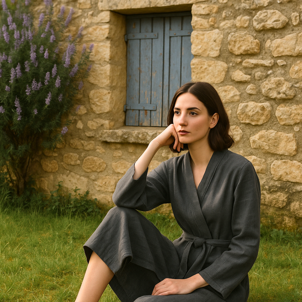 Luz Yıkanmış Keten Kimono Füme