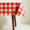 Check Woven Linen Stain Resistant Table Cloth Red