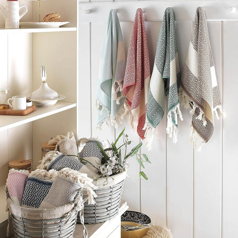 Armona Tasseled Peshkir Face Towel 50x100 cm Blue