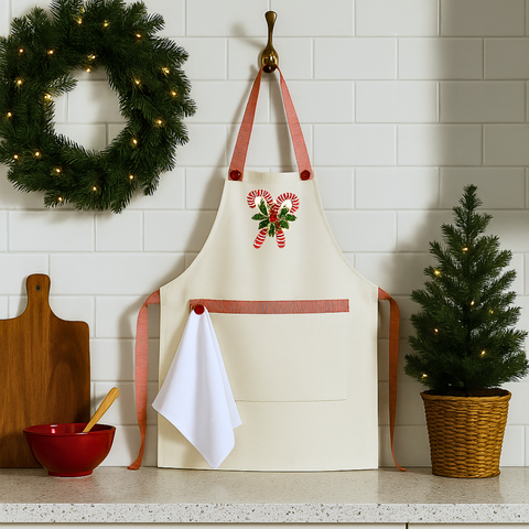 Candy Tasarım Mutfak Önlük Seti Ekru