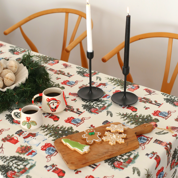 Nutcracker Dokuma Keten Leke Tutmaz Masa Örtüsü Beyaz