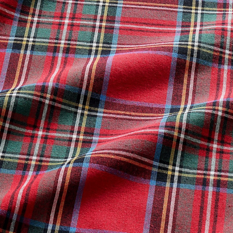 Tartan Dokuma Leke Tutmaz Yuvarlak Masa Örtüsü Kırmızı