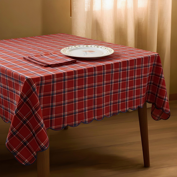 Tartan Plaid Tablecloth White 