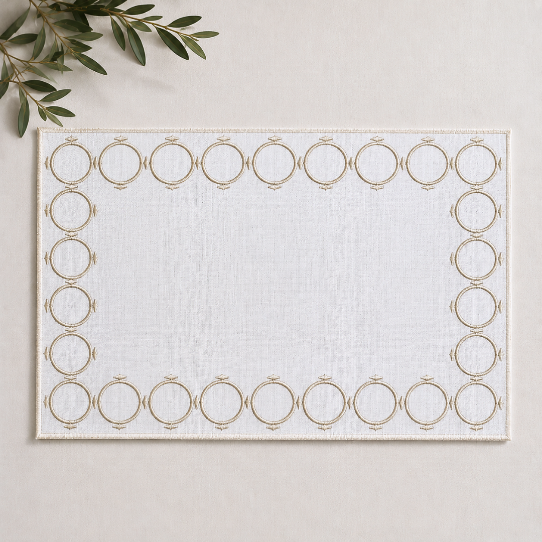 Olympos Nakışlı Leke Tutmaz Amerikan Servisi 30x50 cm Taş (2'li Set)