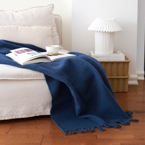 Woolmark Single Pure Wool Blanket Navy Blue